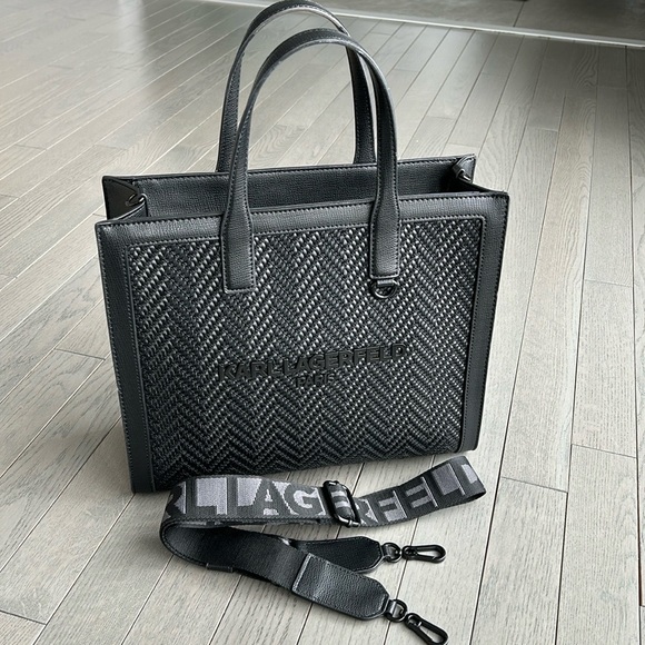 Karl Lagerfeld black leather tote - Picture 1 of 6